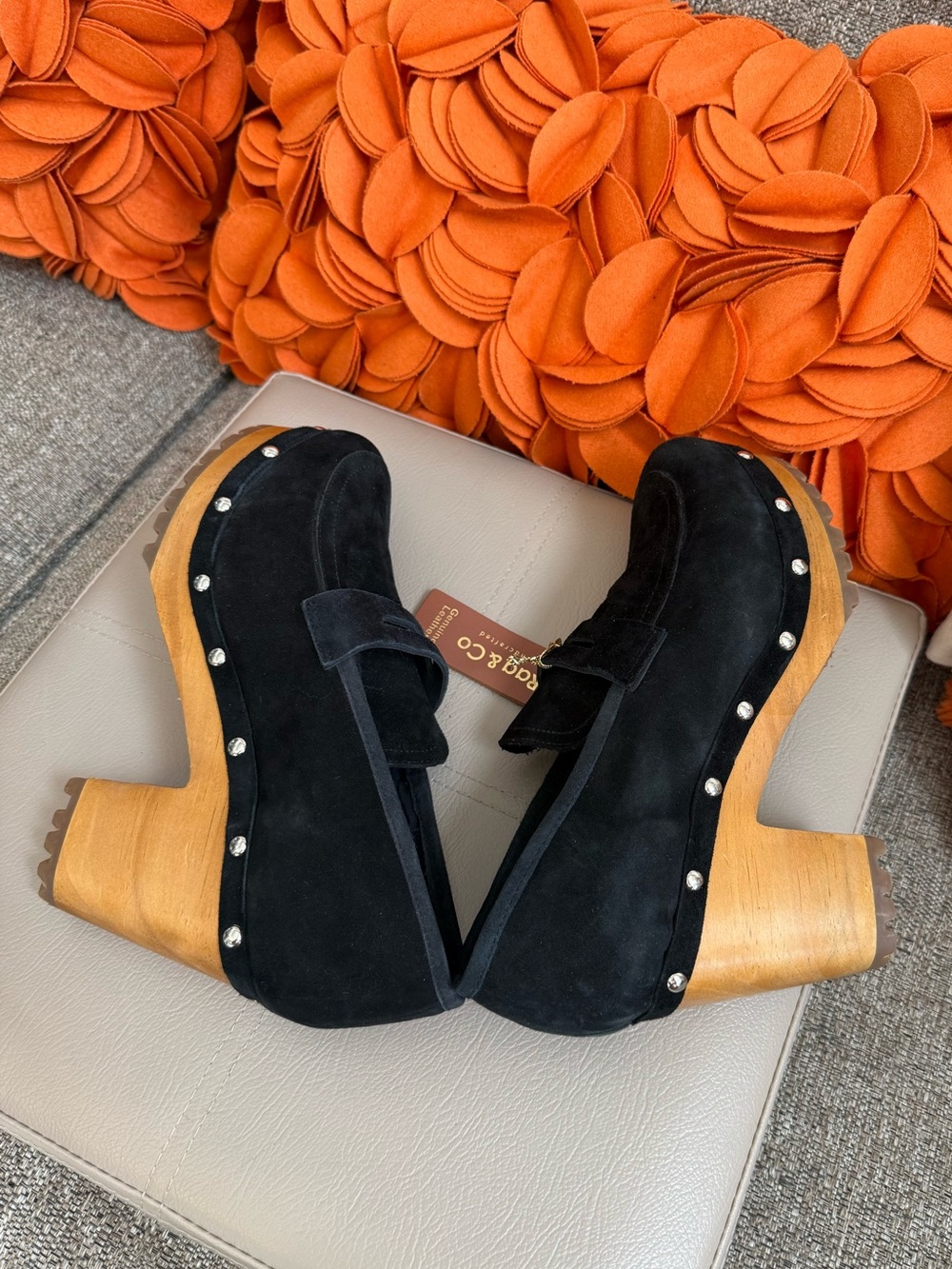 NWT Rag & Co Osage Black Suede Block Heeled Clogs - Picture 8 of 11